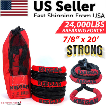 KEEGAN TOOLS 1.25"x30' Kinetic Energy Recovery Rope 46000 lbs Tow Rope Carry Bag